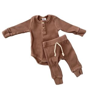 The Little One Shop Co. Ribbed set  - Coffee